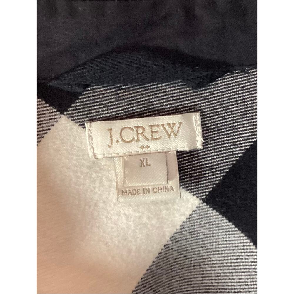 J.Crew Buffalo Plaid Flannel Half Zip Pullover Shirt Jacket Black White Size XL - Picture 6 of 10